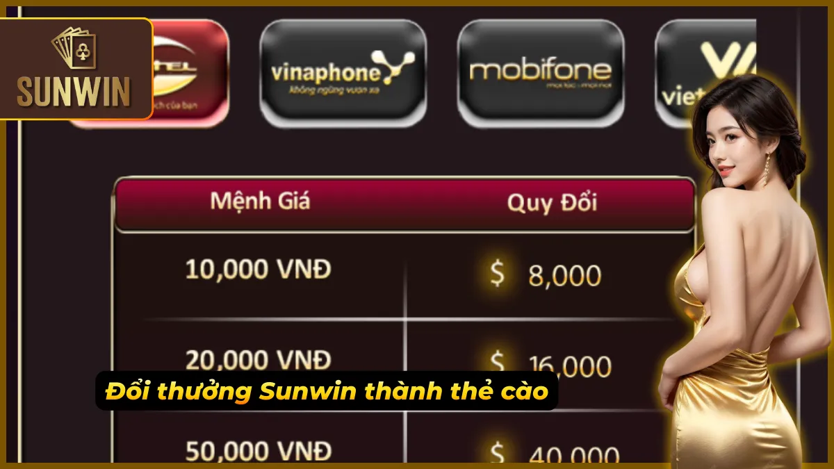 Tùy chọn quy đổi thưởng Sunwin sang thẻ cào